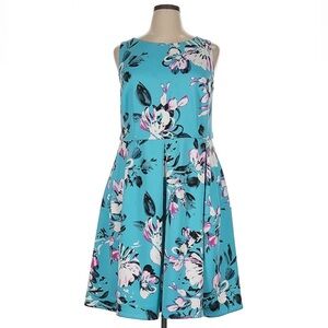 Roz & Ali Pink and White Sleeveless A-Line Midi Dress